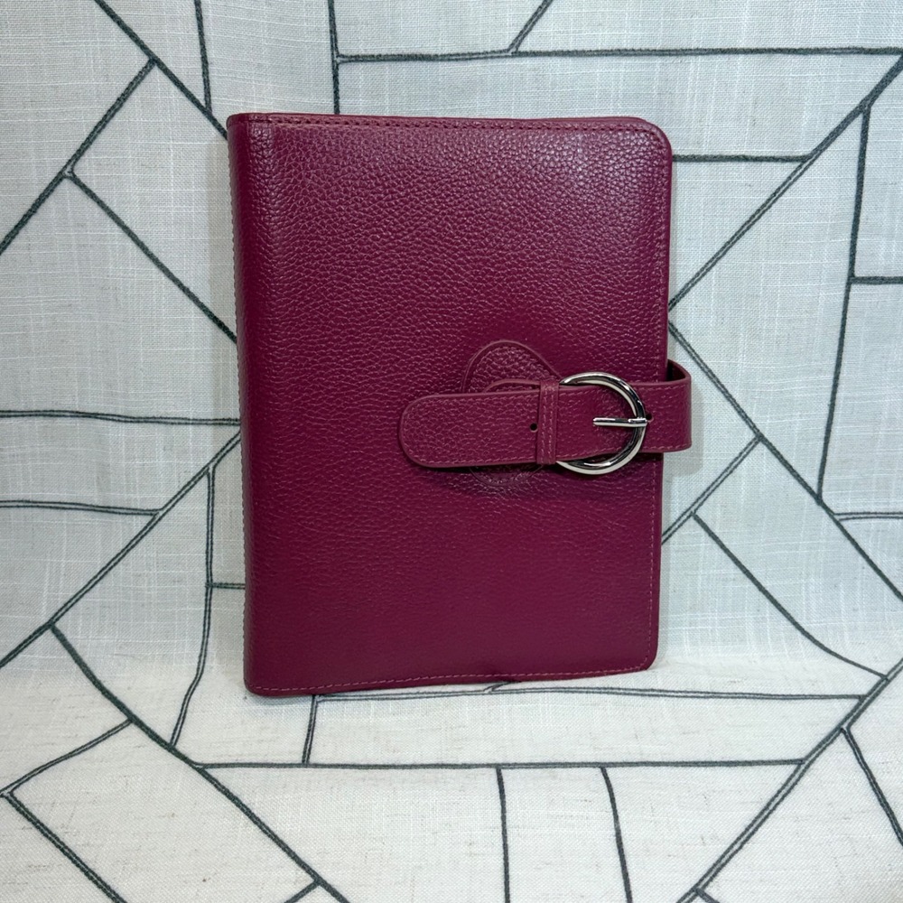 Franklin Covey Planner Binder Compact Berry Purple Pebble Leather Buckle Strap